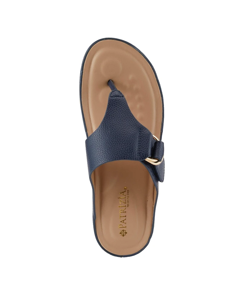 Patrizia Women's Rozeta Toe Thong Sandals with Gold Buckle and Comfort Footbed