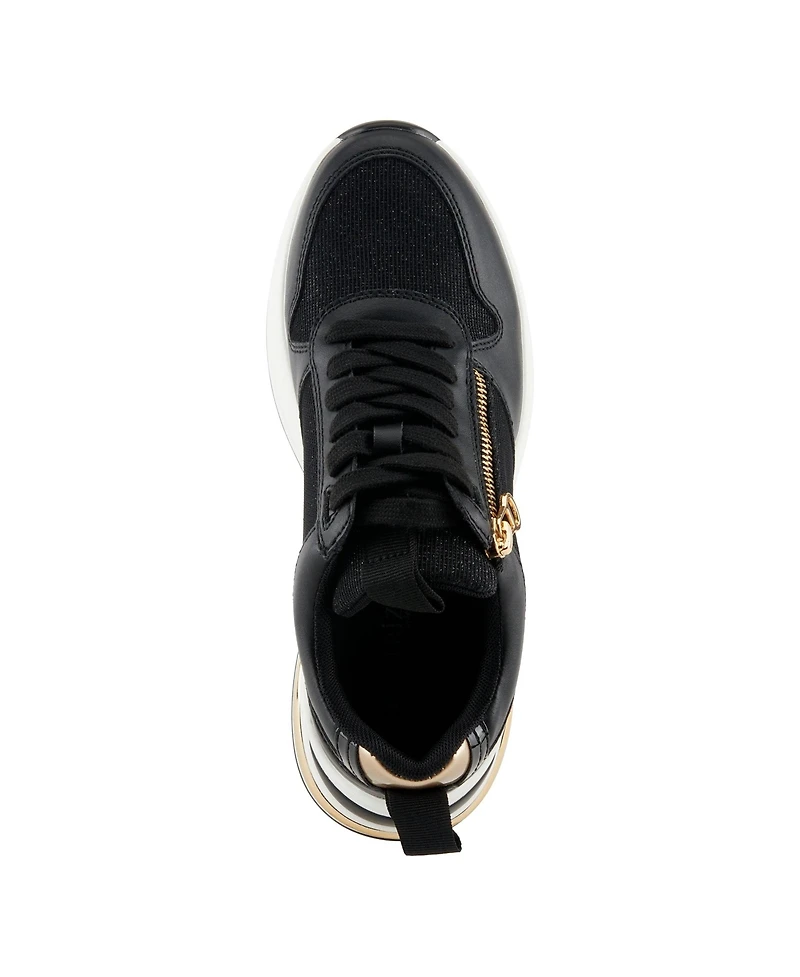 Patrizia Women's Ursa Platform Glitter Upper and Gold Accents Sneakers