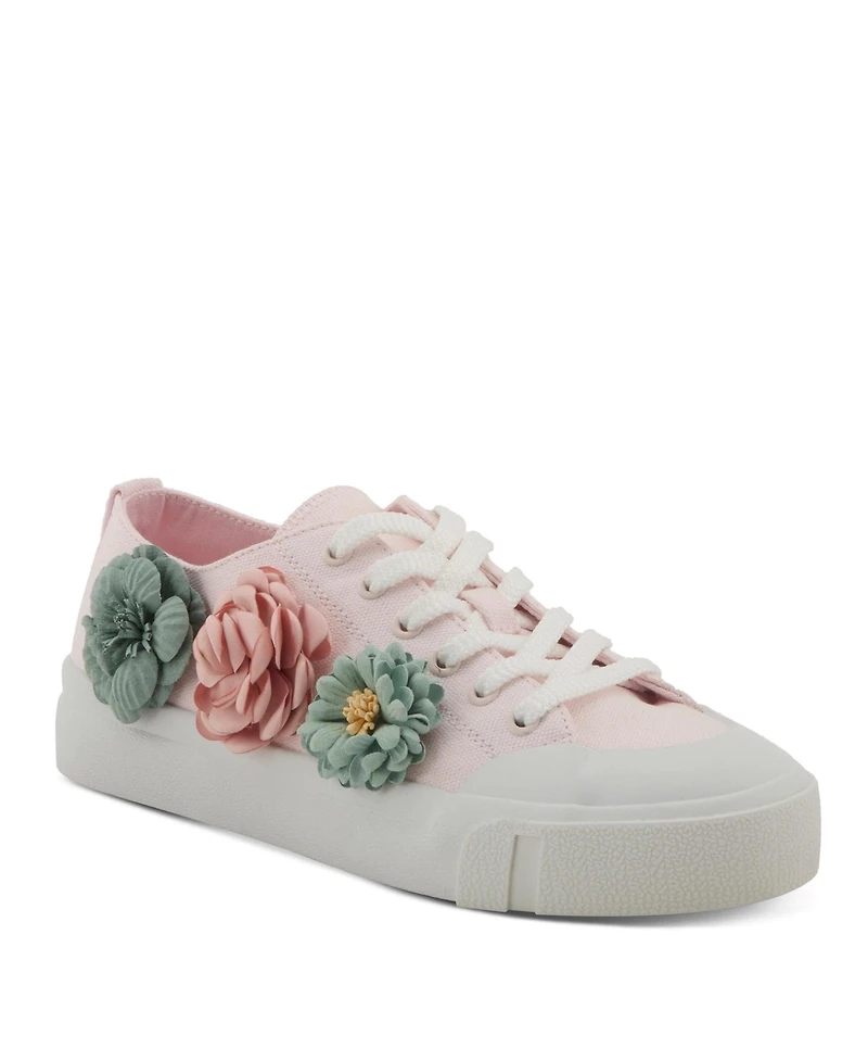 Patrizia Women's Fleur Floral Applique Lace-Up Canvas Sneakers