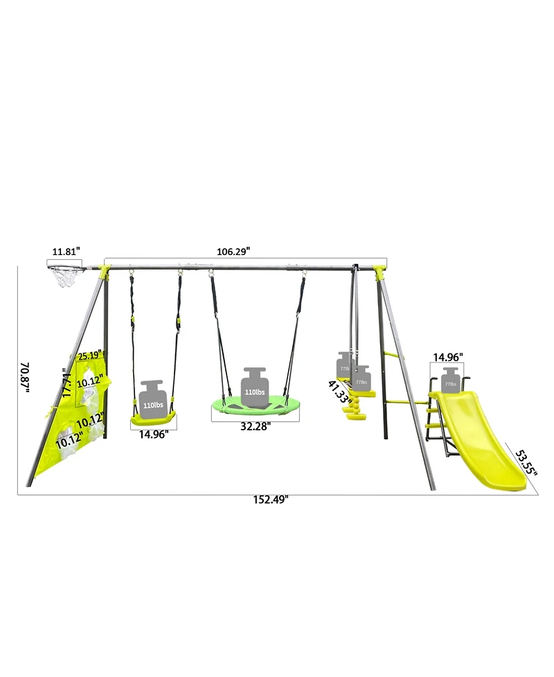 Streamdale Furniture Boys Saucer Swingset with Mini Slide for Outdoor Play