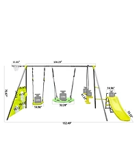 Streamdale Furniture Boys Saucer Swingset with Mini Slide for Outdoor Play