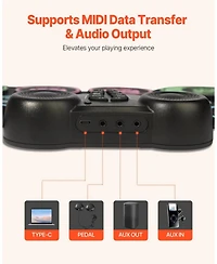 Mecale 9-Pad Roll-Up Electric Drum Set with Pedals, Speakers and Midi Support