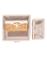 Household Essentials Wicker Basket Set, 3 Pieces, 1 Large and 2 Small Water Hyacinth Baskets