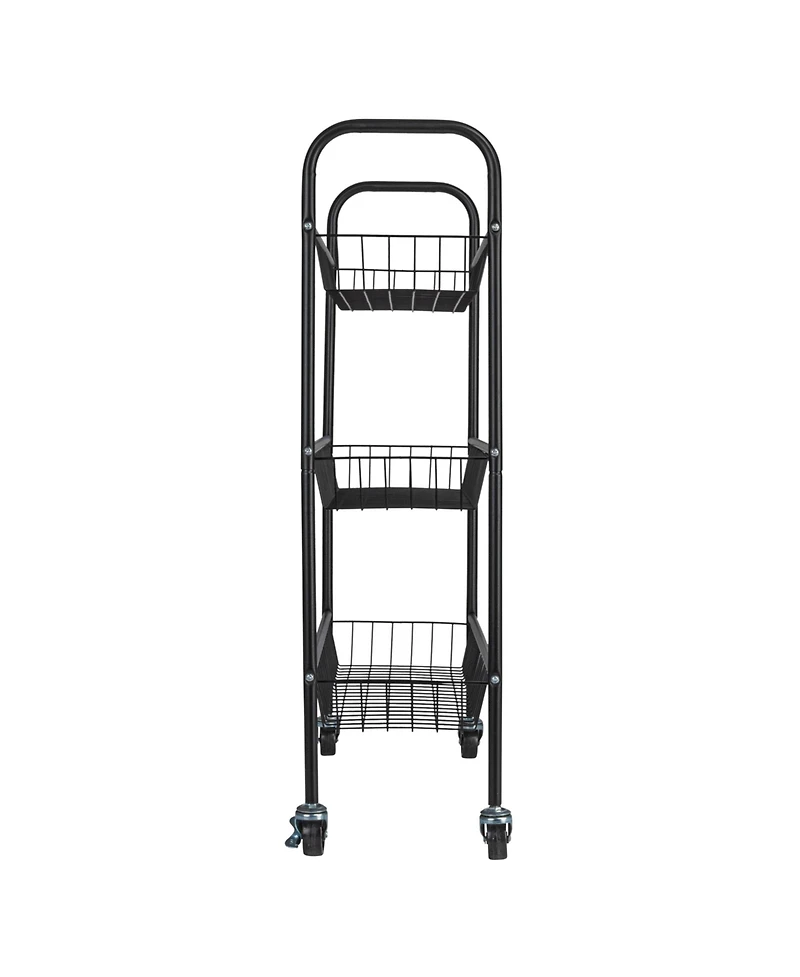 Household Essentials 3-Tier Slim Storage Cart, Black