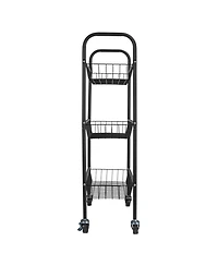 Household Essentials 3-Tier Slim Storage Cart, Black