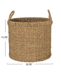 Household Essentials Round Seagrass Basket with Handles, Natural
