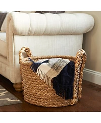 Household Essentials Large Wicker Storage Basket, Floor Basket with Braided Handles
