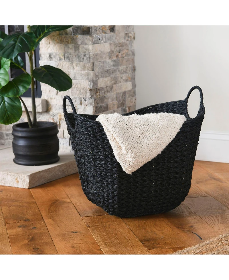 Household Essentials Natural Paper Rope Basket with Handles, Brown