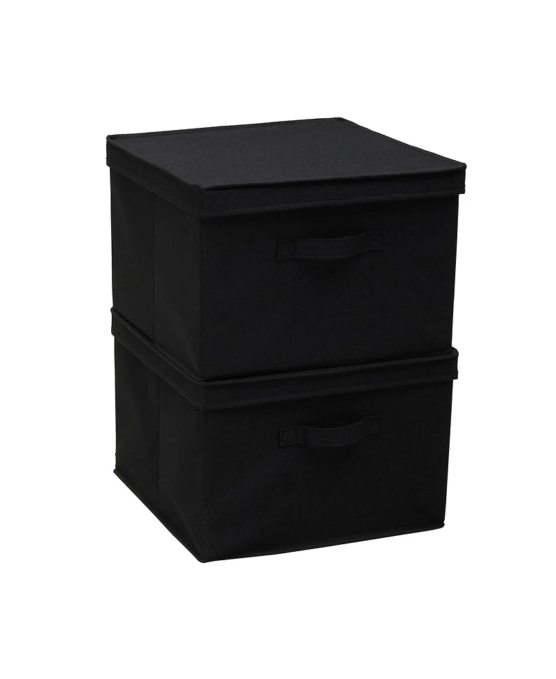 Household Essentials Square Storage Box With Lid, 15”x15”x10”, Black Linen