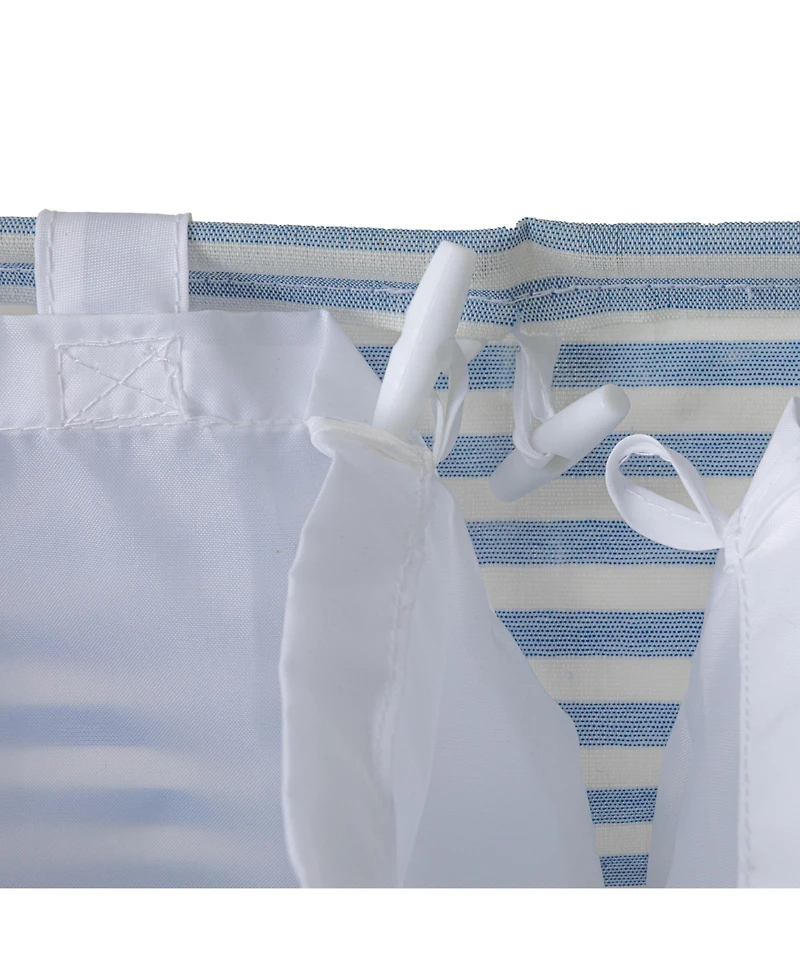 Household Essentials Rectangular Double Sorter with Handles, Blue and White Stripe