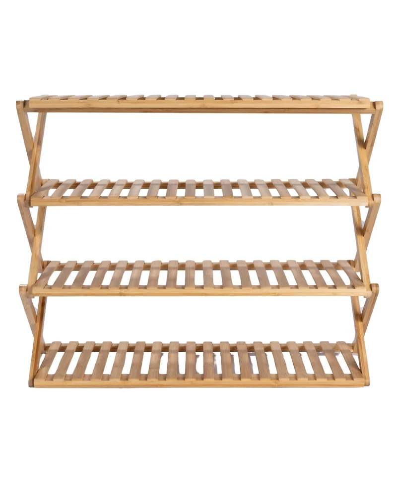 Household Essentials4-Tier Folding Shoe Rack, Natural