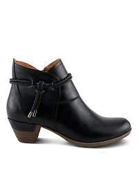 Patrizia Women's Stacked Heel Decorative Lace Detail Ankle Booties