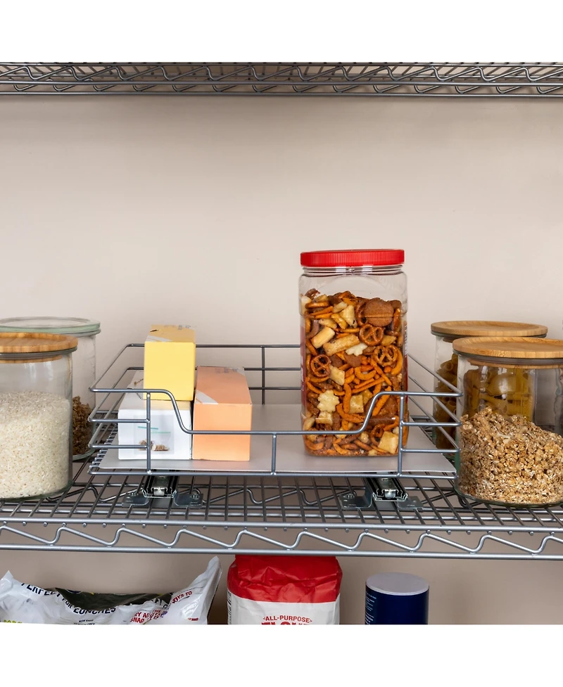 Household Essentials Glidez Steel Pull-Out Storage Organizer, 1-Tier Design, Brushed Silver