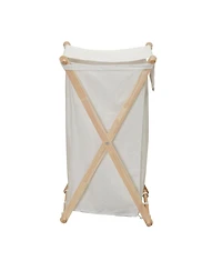 Household Essentials X-Frame Wood Laundry Hamper, Folding Wood Frame with Washable Poly-Cotton Bag