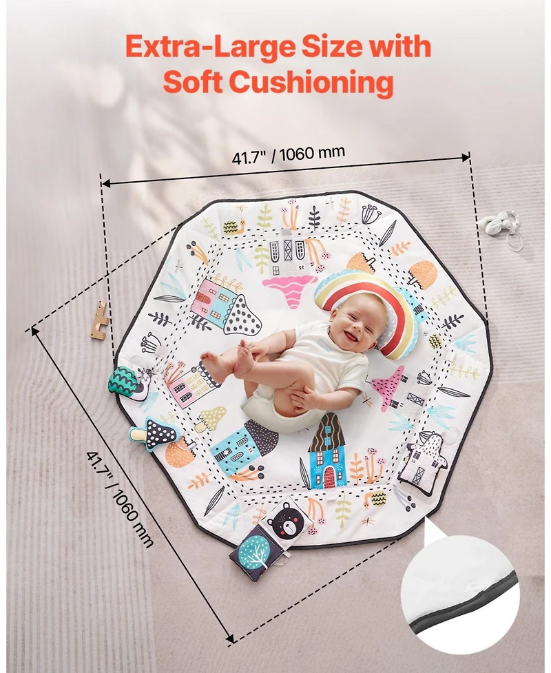 Slickblue Baby Activity Gym Mat with 6 Hanging Toys for Tummy Time