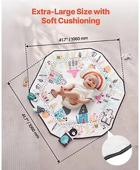 Slickblue Baby Activity Gym Mat with 6 Hanging Toys for Tummy Time