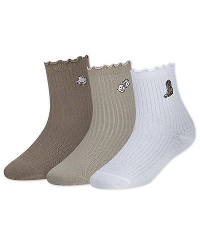 abercrombie kids Girls 3-Pack Half-Crew Lettuce Socks