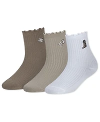 abercrombie kids Girls 3-Pack Half-Crew Lettuce Socks