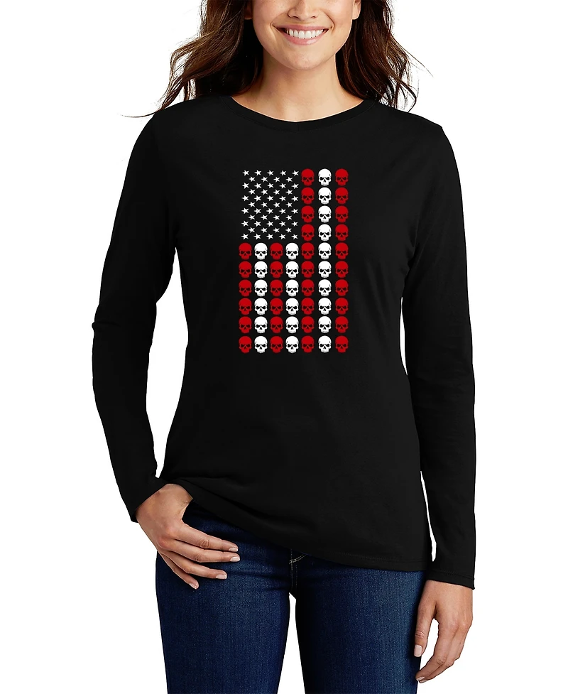 La Pop Art Women's Skull Flag Word Long Sleeve T-Shirt
