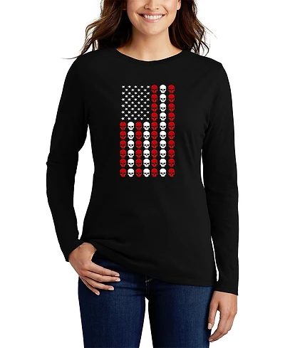 La Pop Art Women's Skull Flag Word Long Sleeve T-Shirt