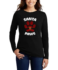 La Pop Art Women's Santa Paws Word Long Sleeve T-Shirt