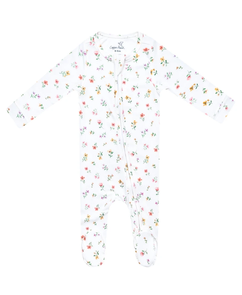 Copper Pearl Baby Girls' Eloise Printed Zip-Up Footed Pajamas