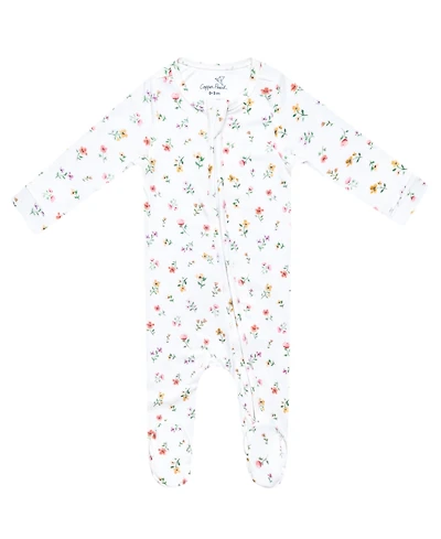 Copper Pearl Baby Girls' Eloise Printed Zip-Up Footed Pajamas