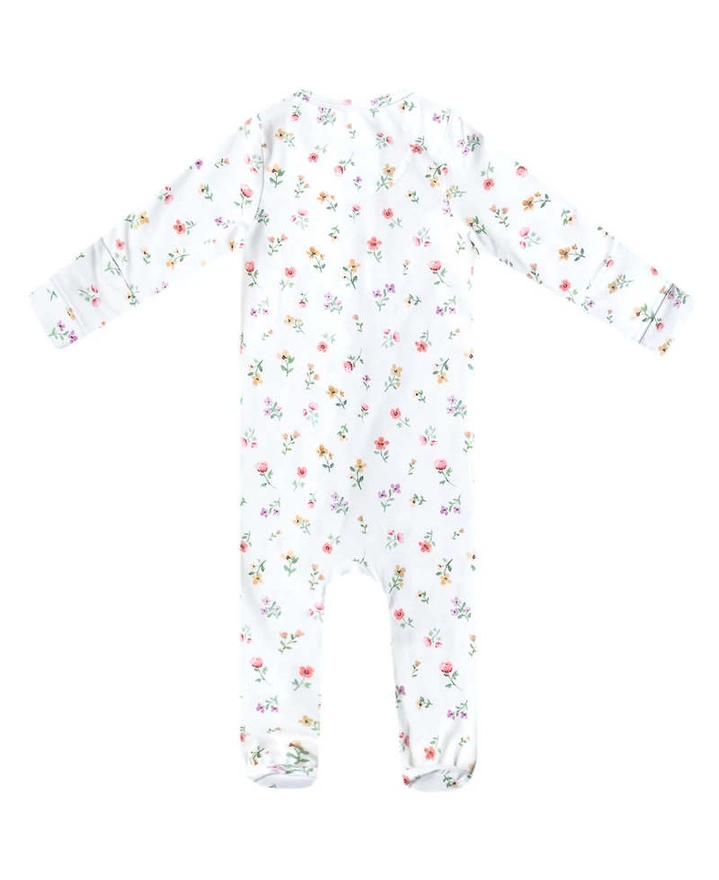 Copper Pearl Baby Girls' Eloise Printed Zip-Up Footed Pajamas