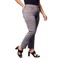 Slink Jeans Women's Color Mid Rise Boyfriend pants in rolled 25.5" Inseam - Grey
