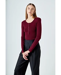 endless rose Women's Shoulder Pad Knit Top