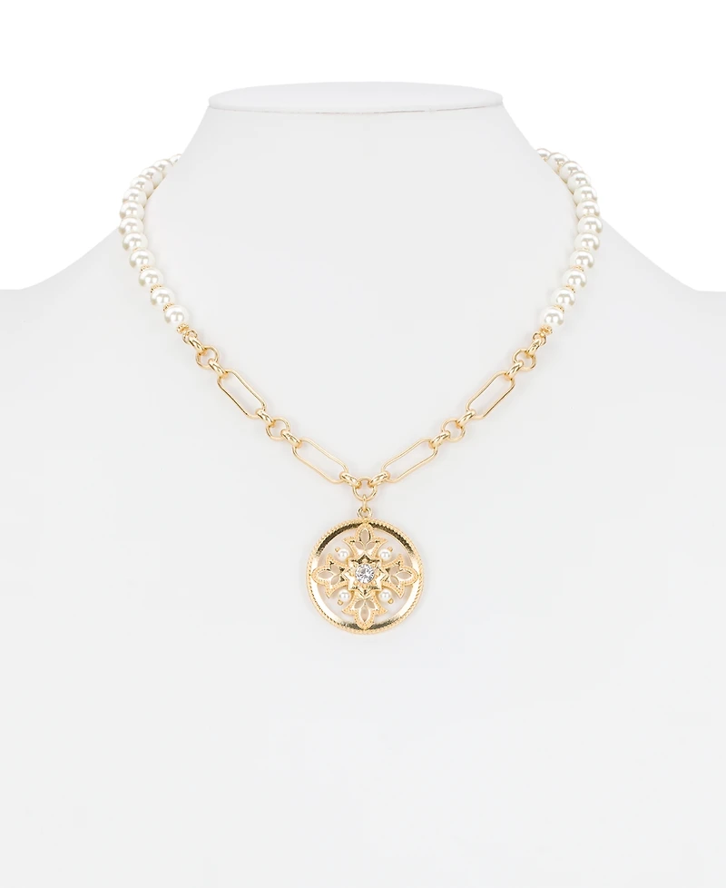 Patricia Nash Byzantine Collection Cultivated Pearl and Chain Pendant Necklace
