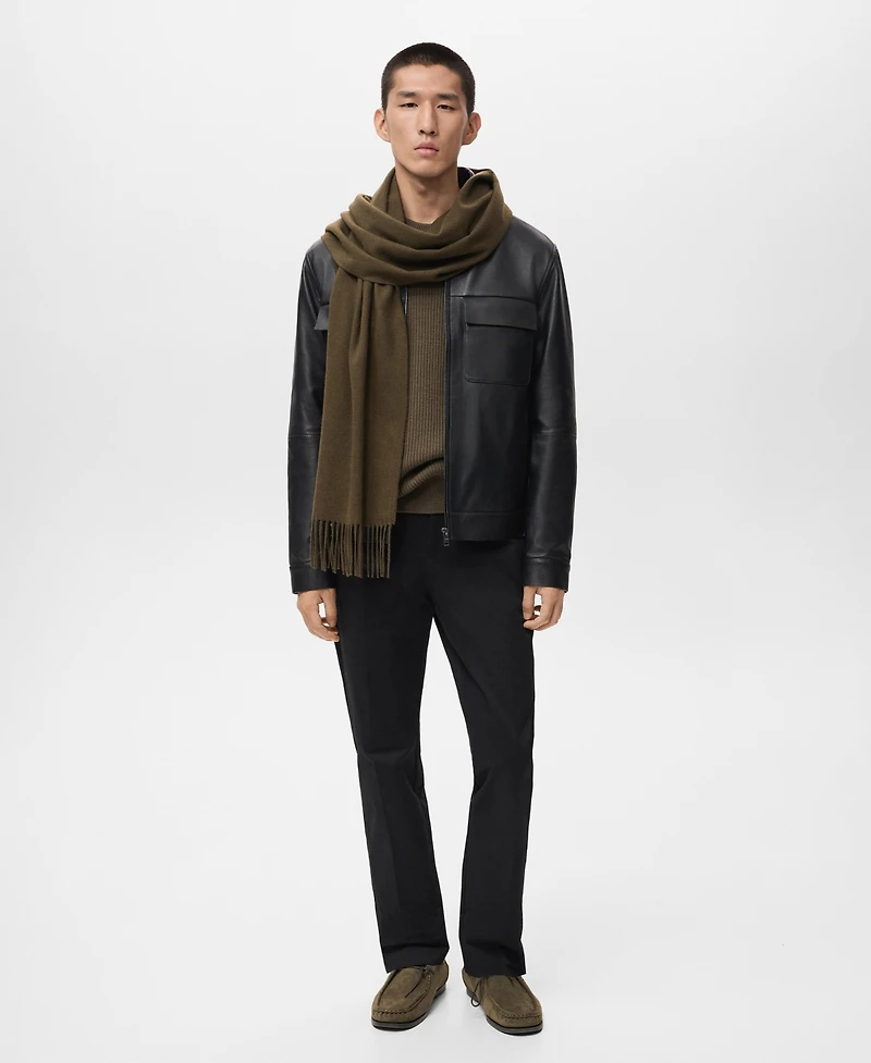 Mango Men's Leather Pockets Jacket