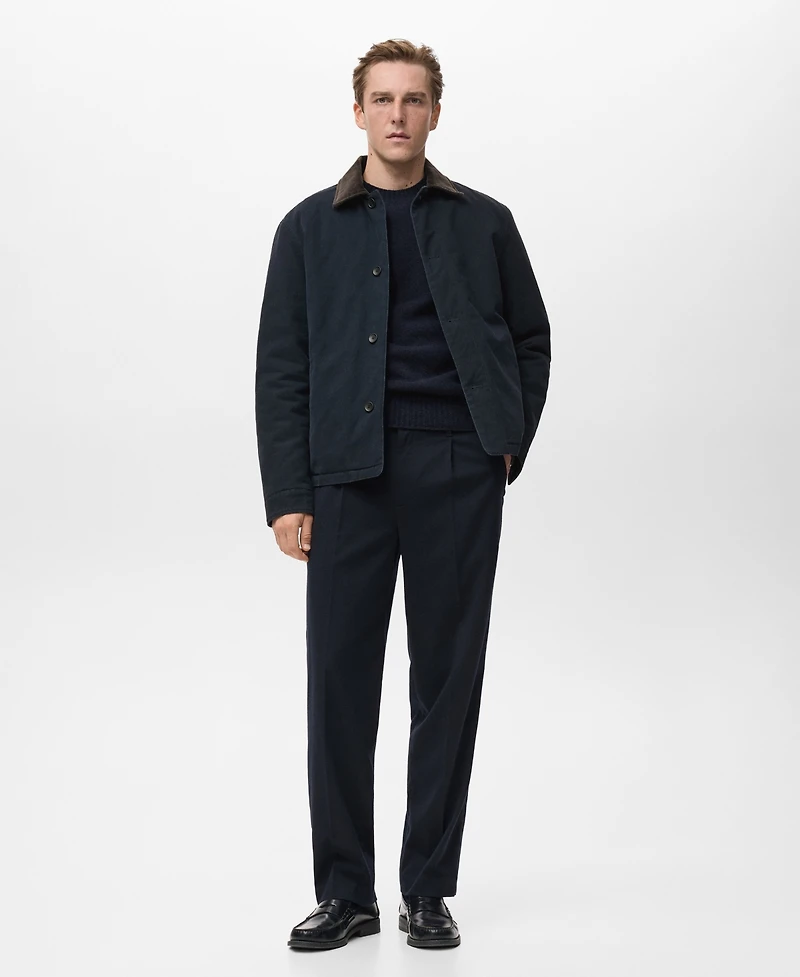 Mango Men's Corduroy Collar Quilted Jacket