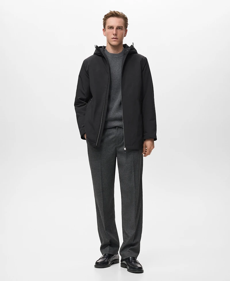 Mango Men's Water-Repellent Hooded Parka