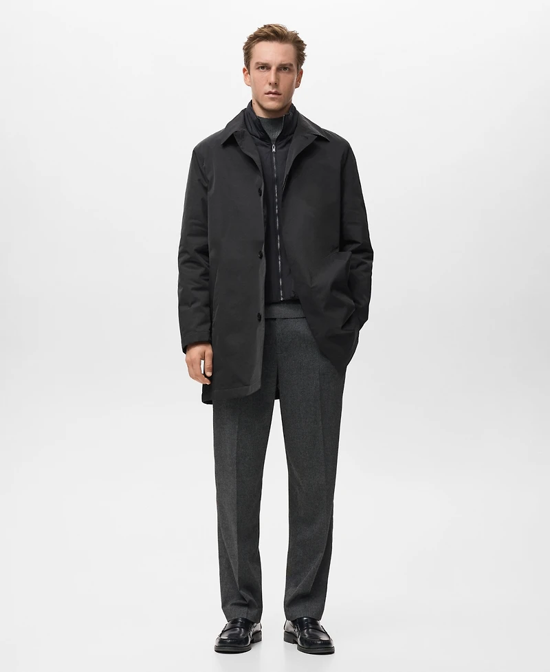 Mango Men's Quilted Water-Repellent Trench Coat