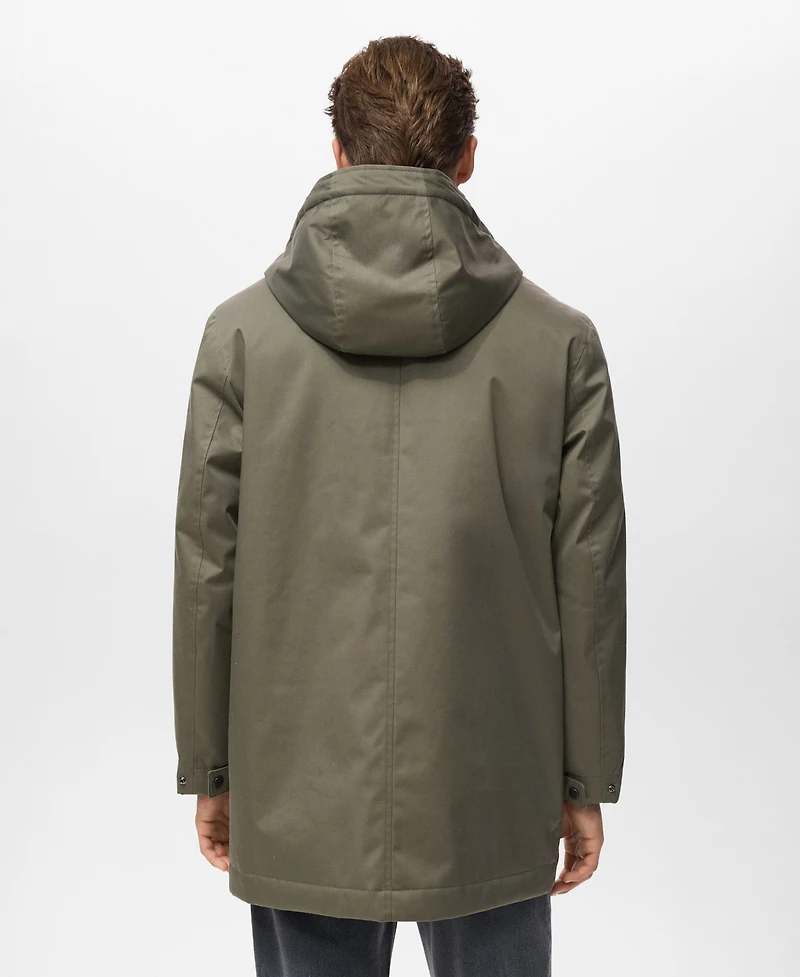 Mango Men's Water-Repellent Hood Quilted Parka
