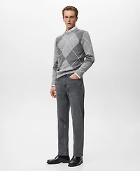 Mango Men's Argyle Knit Sweater