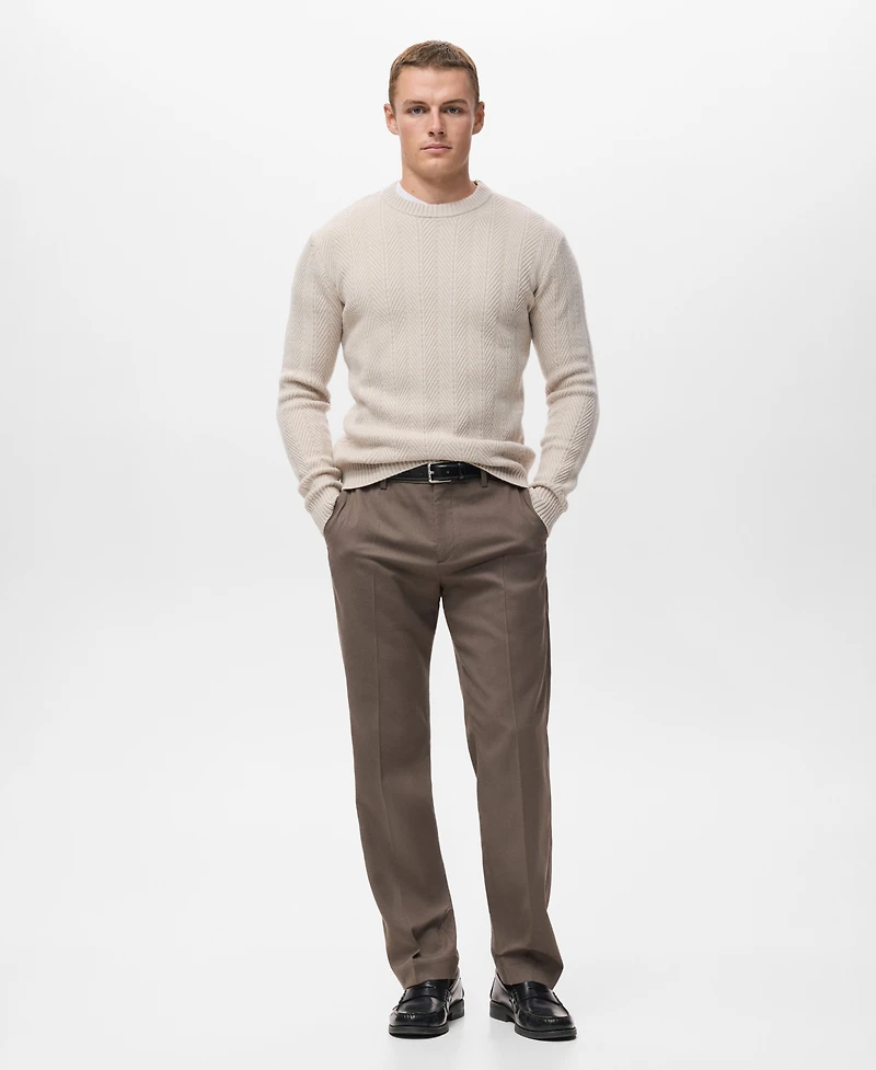 Mango Men's Herringbone Structured Sweater