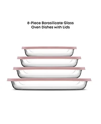 JoyJolt Borosilicate Glass Oven Dishes with Lids, Set of 4