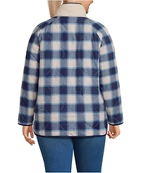 Lands' End Plus Size High Pile Fleece Reversible Mixed Media Long Jacket