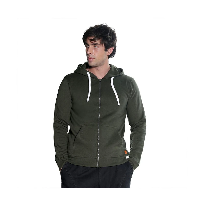 Campus Sutra Men's Seaweed Green Zip-Front Regular Hoodie
