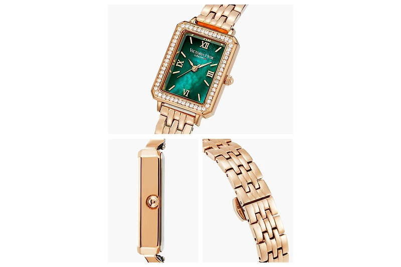 Victoria Hyde Women's Crystals Watch Westminster Green Rose Gold Watch