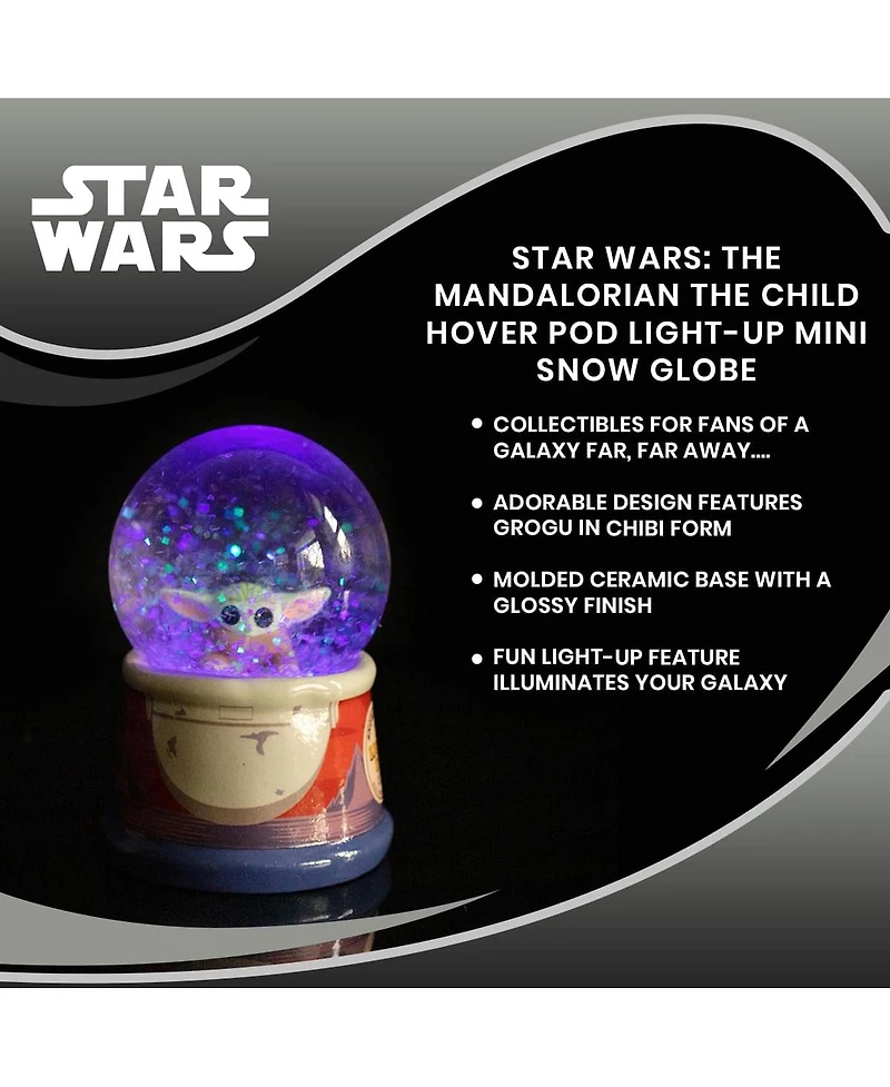Star Wars: The Mandalorian The Child Hover Pod Light-Up Mini Snow Globe Display Piece Decoration | Home Decor for Kids Room Essentials | Baby Yoda Gif