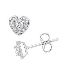 Macy's Diamond Heart Shape Halo Stud Earrings (1/4 ct. t.w.) in 10k White Gold