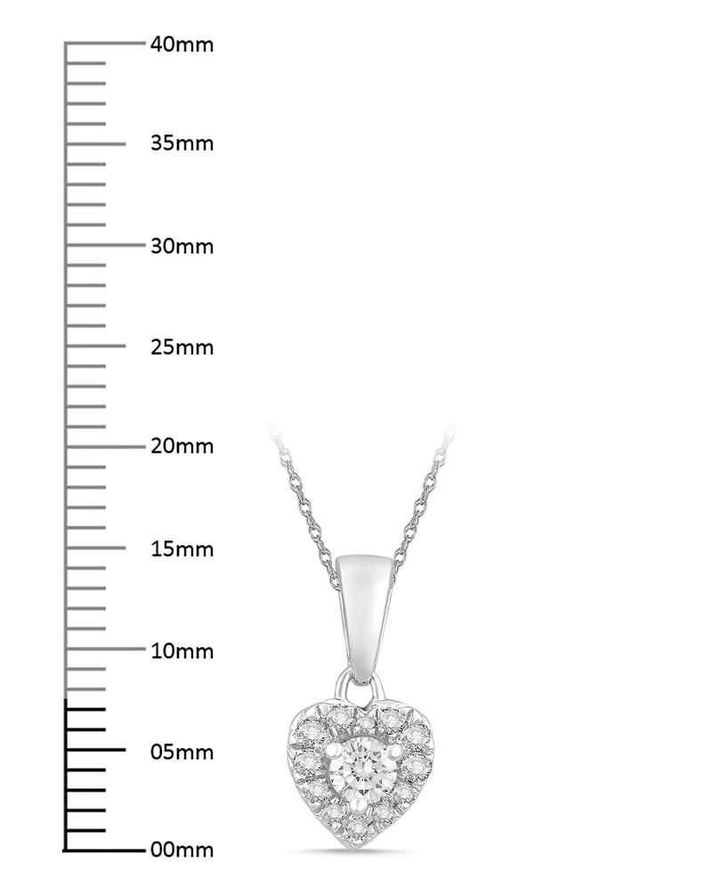 Macy's Diamond Heart Shape Halo Pendant Necklace (1/4 ct. t.w.) 10k Yellow Gold (also White Gold)