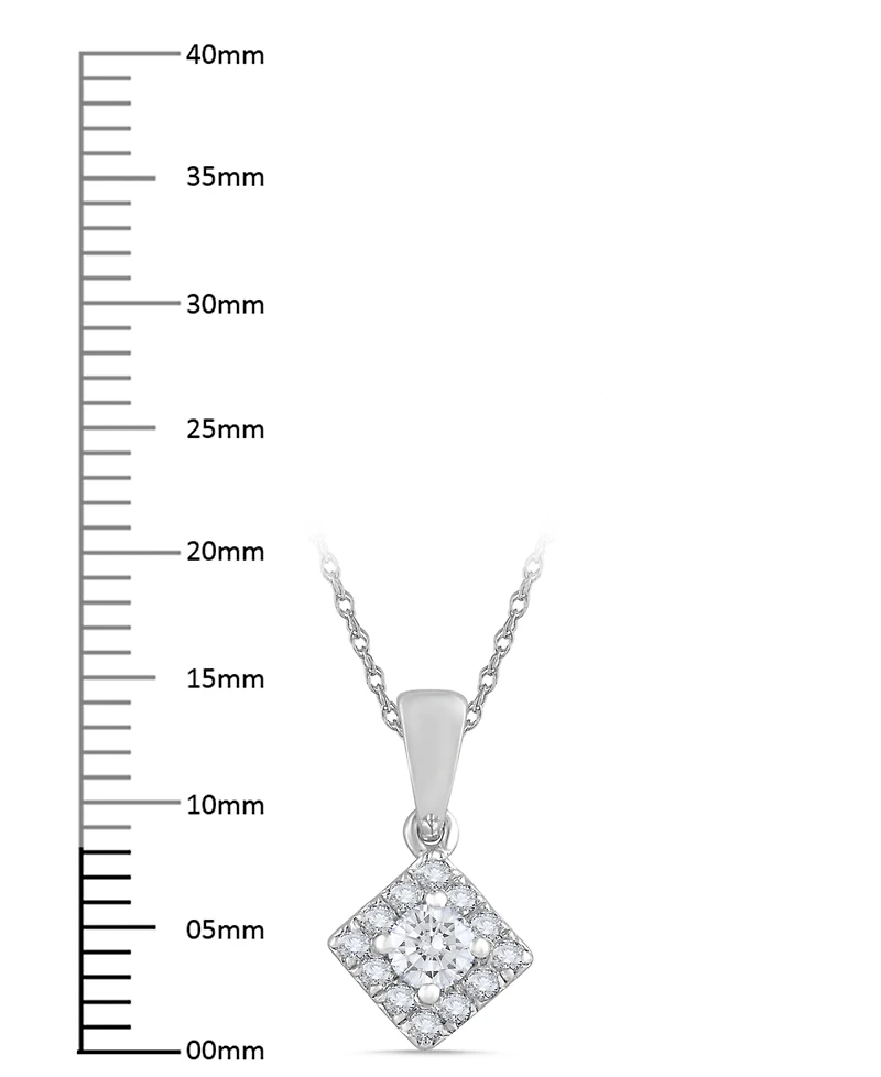 Macy's Diamond Round Shape Halo Design Pendant Necklace (1/4 ct. t.w.) in 10k White Gold