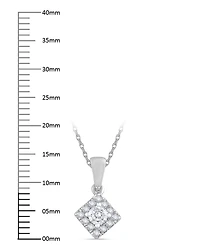 Macy's Diamond Round Shape Halo Design Pendant Necklace (1/4 ct. t.w.) in 10k White Gold
