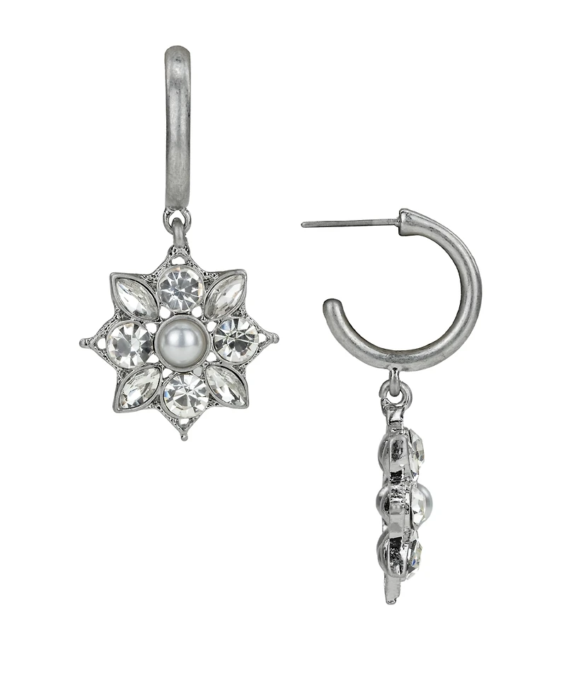 Patricia Nash Silver Plated Floral Hoop Earrings