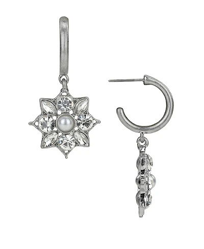 Patricia Nash Silver Plated Floral Hoop Earrings