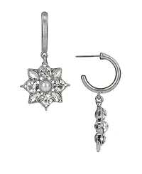 Patricia Nash Silver Plated Floral Hoop Earrings